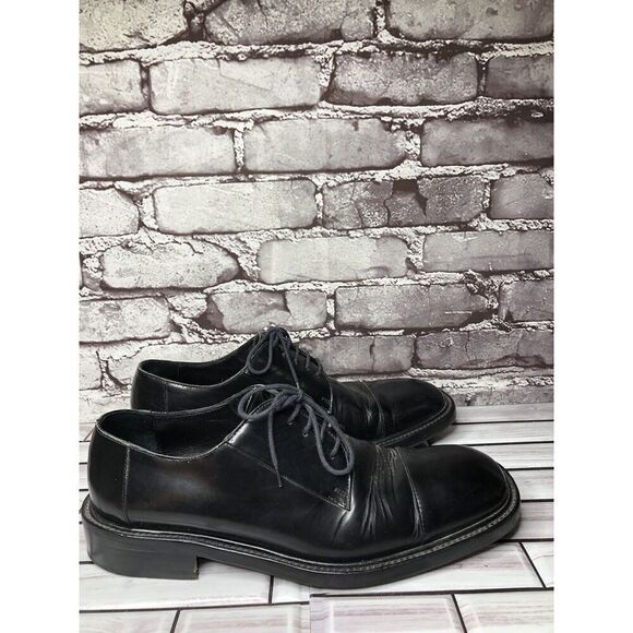LAUDINO CACCIN Black Leather Cap Toe Oxfords Lace Dress Shoes Men Sz 9M US/42EU - Picture 11 of 16